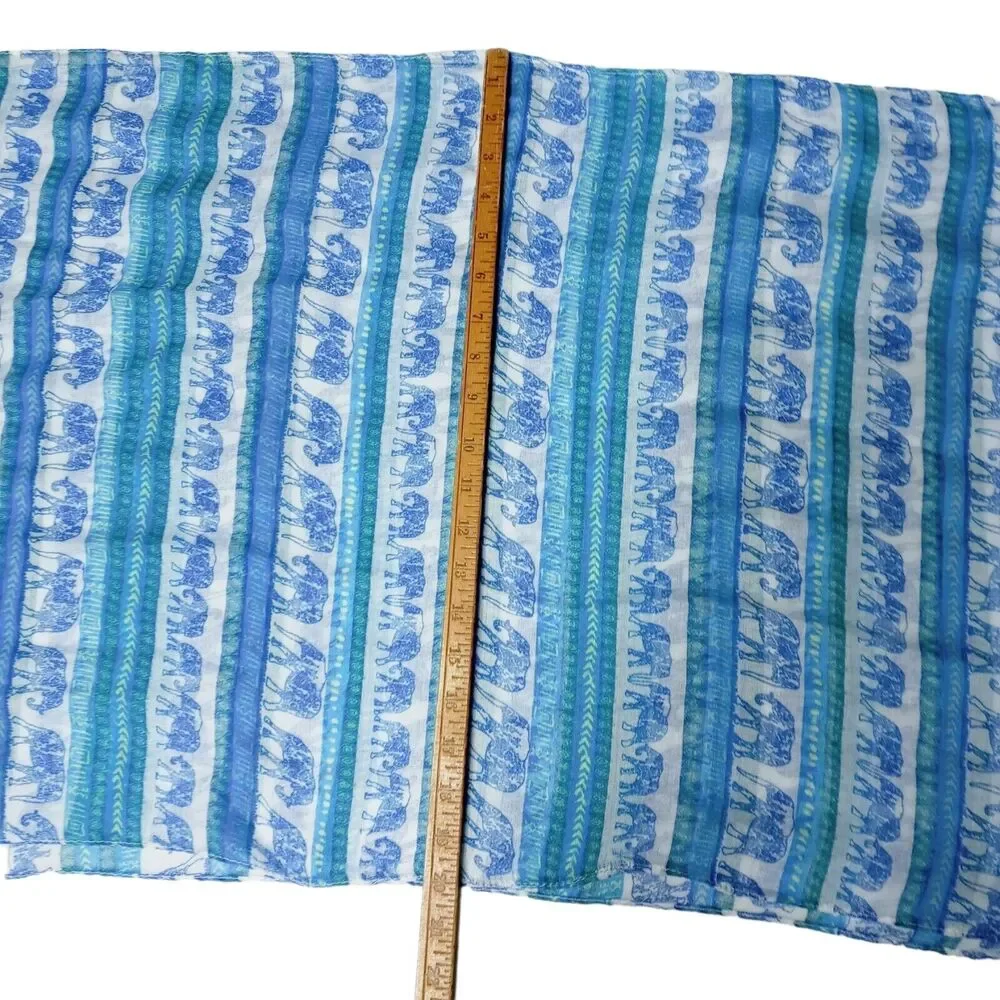 Womens Infinity Scarf Hijab Wrap Blue White Elephant Print Chevron Ikat 35x20